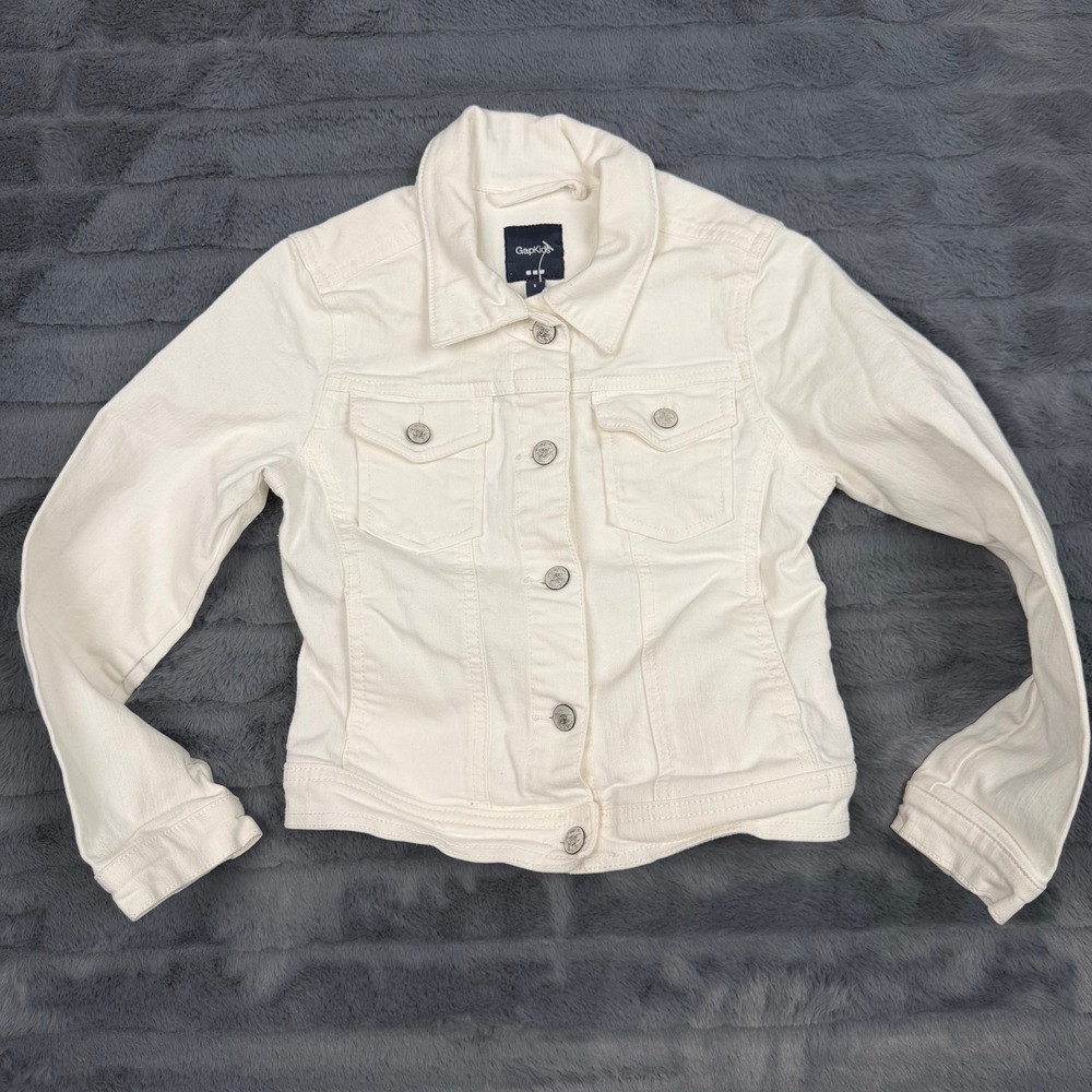 Gap Kids Girls White Denim Trucker Jacket Size Small S Cream RN 54023